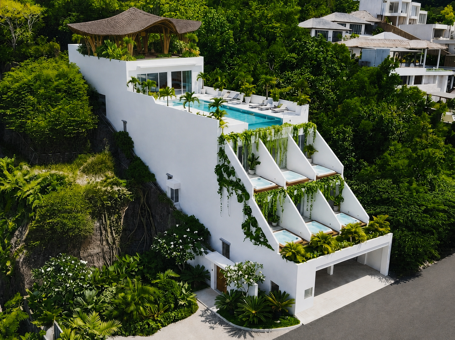 Horizon Blue building aerial view showing all four floors